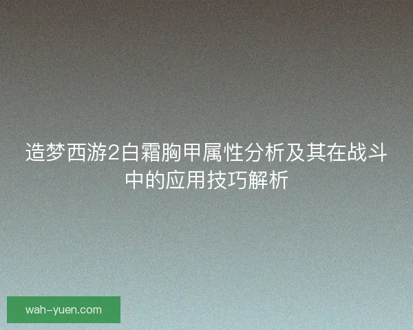 造梦西游2白霜胸甲属性分析及其在战斗中的应用技巧解析