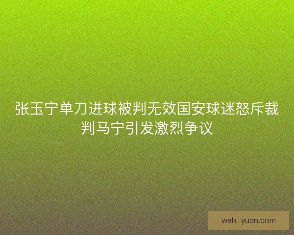 张玉宁单刀进球被判无效国安球迷怒斥裁判马宁引发激烈争议